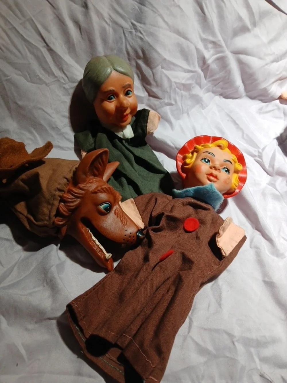 7 Piece VTG Hand Puppet Lil Red Riding Hood Plus Rubber Plush